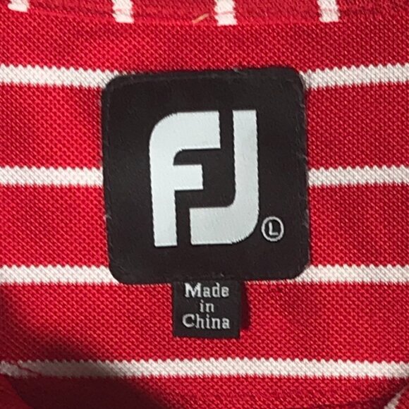 FootJoy Striped White Red Golf Golfing Polo Button Up Shirt - Picture 10 of 10